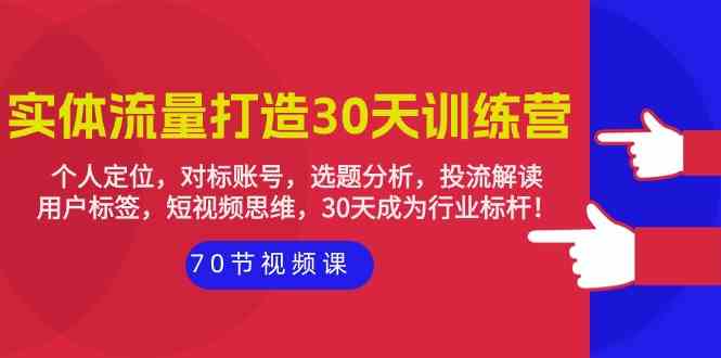 实体流量打造30天训练营：个人定位，对标账号，选题分析，投流解读（70节）-资源网