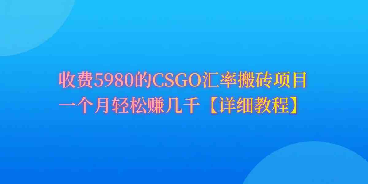 （9776期）CSGO装备搬砖，月综合收益率高达60%，你也可以！-资源网