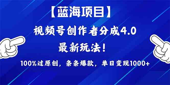 （9777期）2024蓝海项目视频号，最新方法， 100%过原创，条条爆款，单日变现1K+，…-资源网