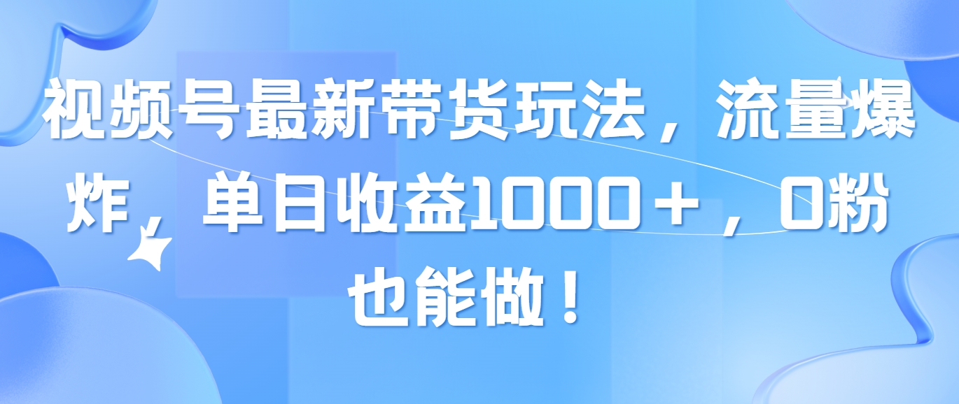 （10858期）视频号最新带货玩法，流量爆炸，单日收益1000＋，0粉也能做！-资源网