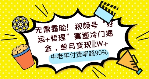 无需露脸，视频号“好运+哲理”赛道冷门掘金，单月变现2W+，中老年付费率超90%-资源网