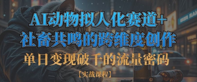 单日变现破千的流量密码，AI动物拟人化赛道+社畜共鸣的跨维度创作-资源网