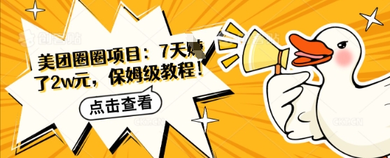 美团圈圈项目：7天挣了2w元，保姆级教程-资源网
