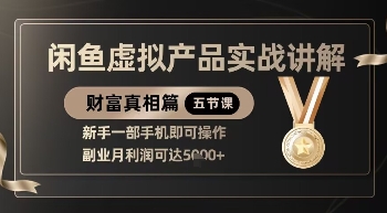 精品！闲鱼虚拟产品实战讲解，新手一部手机即可操作，副业月利润可达5k+-资源网