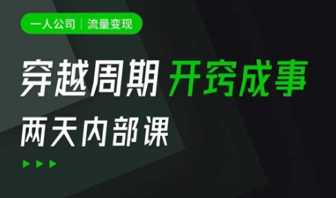 一人公司：流量变现课，一人公司的方法模型拆解， 拆解富人思维，流量思维，小老板思维等-资源网