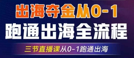 2025出海夺金从0-1跑通出海全流程，三节直播课从0-1跑通出海，教你用AI跑通全流程-资源网