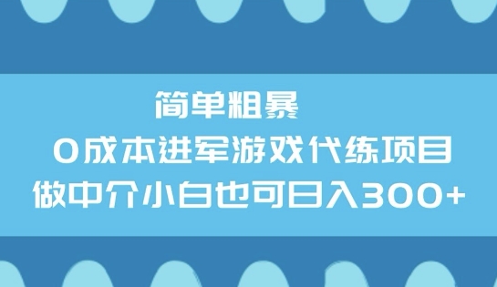 简单粗暴0成本进军游戏代练项目，做中介小白也可日入3张-资源网