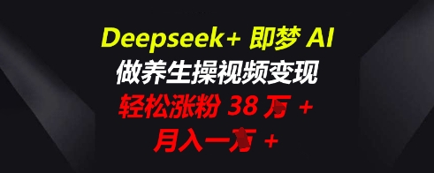 Deepseek+即梦AI，做养生操视频变现，轻松涨粉38W+，月入一W+-资源网