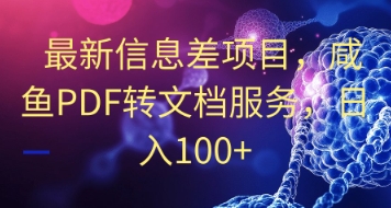 最新信息差项目，咸鱼PDF转文档服务，日入100+-资源网