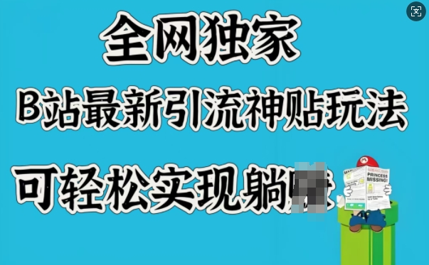 全网独家，B站最新引流神贴玩法，可轻松实现躺Z-资源网