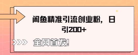 闲鱼精准引流创业粉，轻松日引200+-资源网