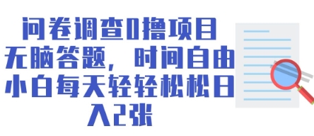 问卷调查0撸项目，无脑答题，时间自由，小白每天轻轻松松日入2张-资源网