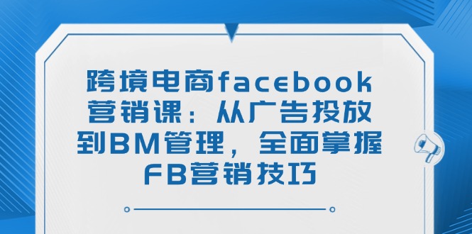 （14314期）跨境电商facebook营销课：从广告投放到BM管理，全面掌握FB营销技巧-资源网
