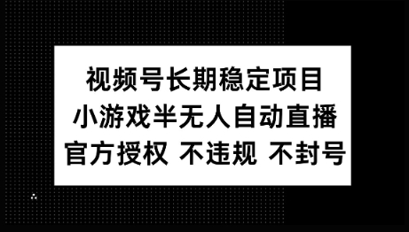 视频号长期稳定项目，小游戏半无人自动直播，官方授权 不违规 不封号-资源网