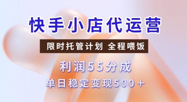快手小店代运营3.0，模式新升级，收益55分，稳定单日5张【揭秘】-资源网