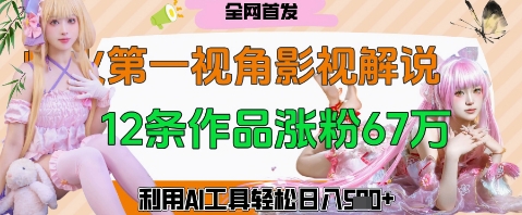 爆火第一人称视角影视解说，12条作品涨粉67W，巧用AI工具，轻松日入几张-资源网