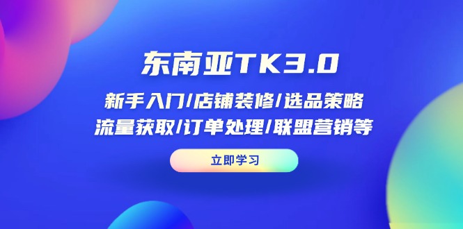（14208期）东南亚TK3.0：新手入门/店铺装修/选品策略/流量获取/订单处理/联盟营销等-资源网