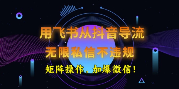 用飞书从抖音导流，无限私信不违规，抖音截流创业粉-资源网