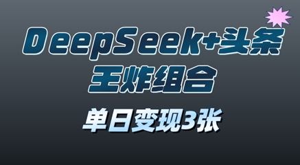 2025年DeepSeek+头条王炸组合，单日变现3张-资源网
