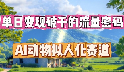 单日变现破k的流量密码，AI动物拟人化赛道-资源网