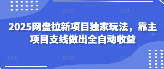 2025网盘拉新项目独家玩法，靠主项目支线做出全自动收益-资源网