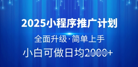 2025小程序推广计划，全面升级，简单上手，日均多张【揭秘】-资源网