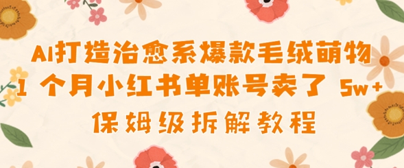 AI打造治愈系爆款毛绒萌物1个月卖了几w，保姆级项目拆解-资源网