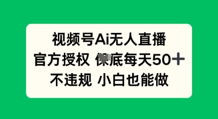 视频号AI无人直播，官方授权  每天50+，不违规 小白也能做-资源网