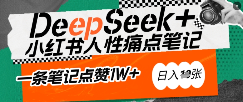 AI赋能小红书爆款秘籍：用DeepSeek轻松抓人性痛点，小白也能写出点赞破万的吸金笔记，日入多张-资源网