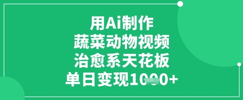 用Ai制作蔬菜动物视频，治愈系天花板，单日变现1k-资源网