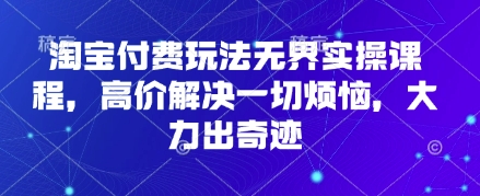淘宝付费玩法无界实操课程，高价解决一切烦恼，大力出奇迹-资源网