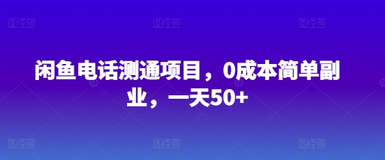 闲鱼电话测通项目，0成本简单副业，一天50+-资源网
