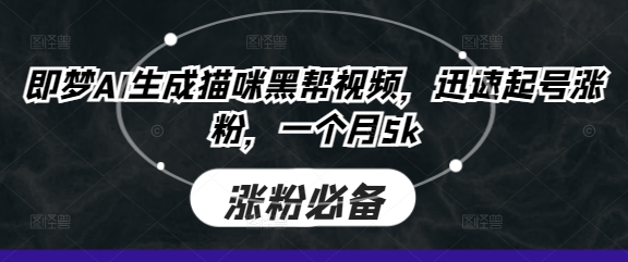 即梦AI生成猫咪黑帮视频，迅速起号涨粉，一个月5k-资源网