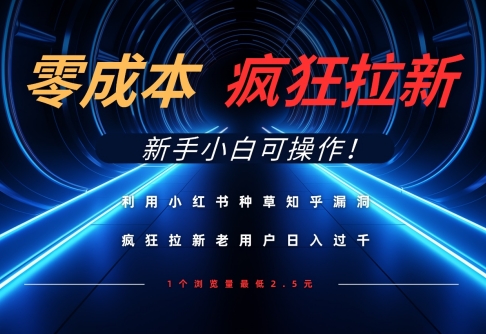 利用小红书种草知乎漏洞，零成本疯狂拉新日入数张，新手小白可操作-资源网