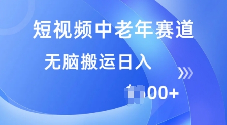 短视频中老年赛道，操作简单，多平台收益，无脑搬运日入多张-资源网