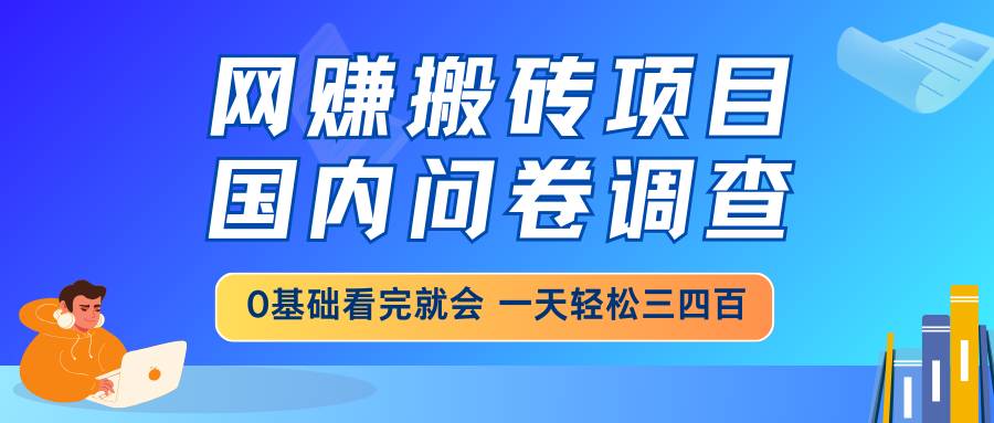 （14578期）网赚搬砖项目，国内问卷调查，0基础看完就会 一天轻松三四百，靠谱副业…-资源网