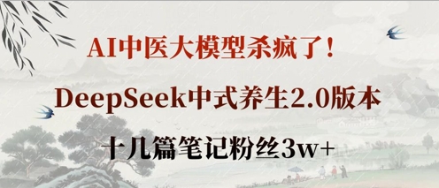 AI中医大模型杀疯了！DeepSeek中式养生2.0版本，十几篇笔记粉丝3w+-资源网