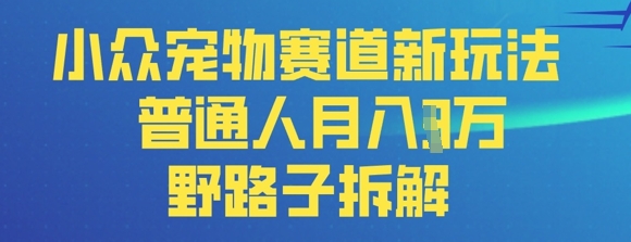 小众宠物赛道新玩法，普通人月入过1W的野路子拆解-资源网