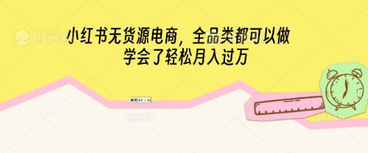 小红书无货源电商，全品类都可以做，学会了轻松月入过W-资源网