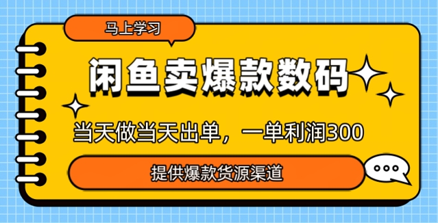 闲鱼卖爆款货源，当天做当天出单，一单利润3张-资源网