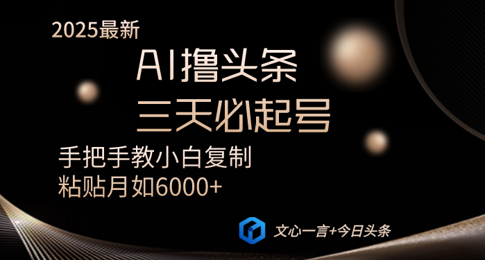 （14102期）AI撸头条三天必起号手把手教小白复制粘贴月入6000+教程-资源网