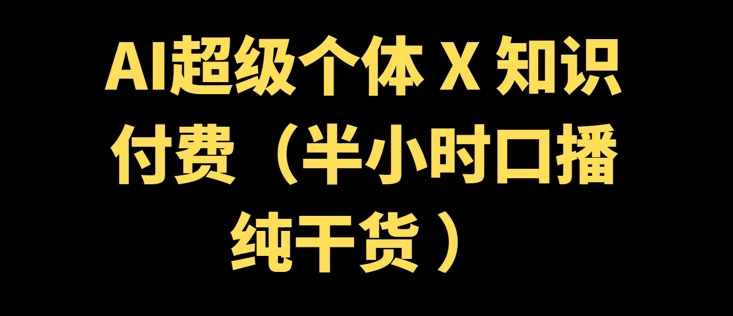 AI超级个体 + 知识付费(半小时口播纯干货 )-资源网