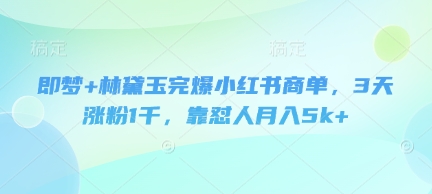 即梦+林黛玉完爆小红书商单，3天涨粉1千，靠怼人月入5k+-资源网