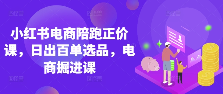 小红书电商陪跑正价课，小红书官方认证电商讲师教学，日出百单选品，电商掘进课-资源网