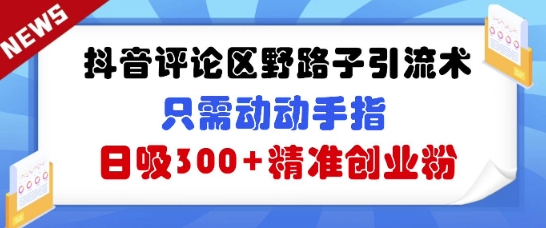 抖音评论区野路子引流术，只需动动手指，日吸300+精准创业粉-资源网