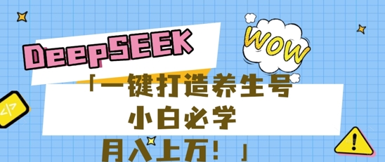 25年最新风口，用DeepSeek做养生号，小白必学，日入数张，一条作品涨粉1W+-资源网