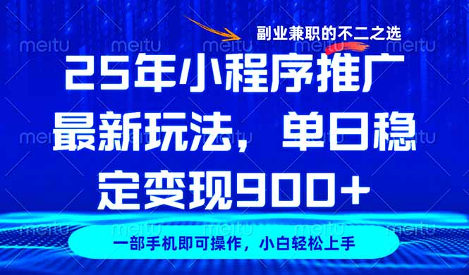 （14550期）25年小程序推广最新玩法，稳定日入900+，副业兼职的不二之选-资源网