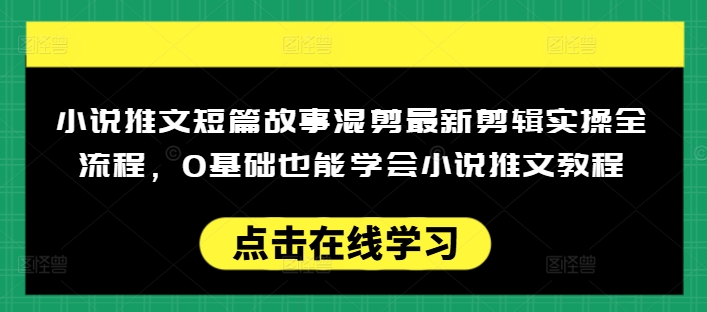 小说推文短篇故事混剪最新剪辑实操全流程，0基础也能学会小说推文教程，肯干多发日入多张-资源网