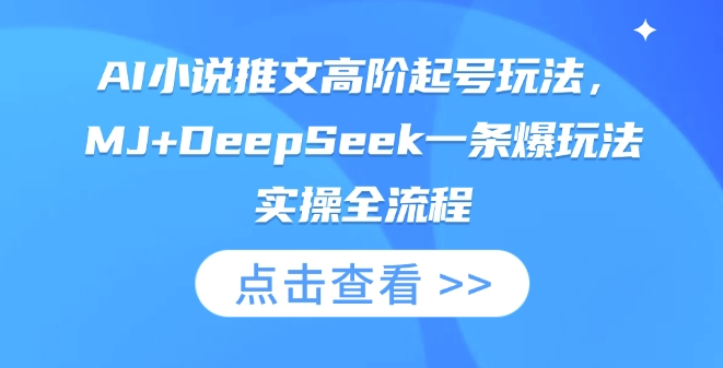 AI小说推文高阶起号玩法，MJ+DeepSeek一条爆玩法实操全流程-资源网