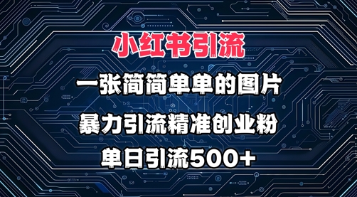 小红书图片打法，利用一张简简单单的图片，暴力引流精准创业粉，单日引流500+-资源网